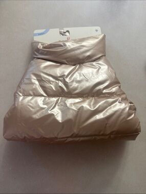 Small Metallic Rose Gold Puffer Dog Jacket